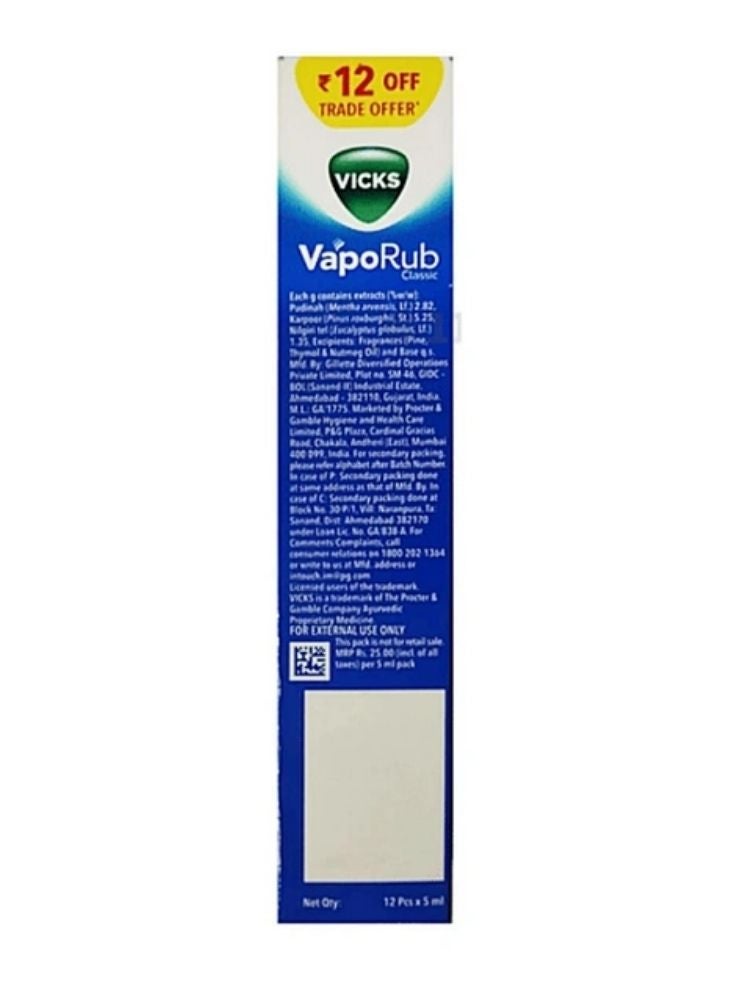 Vicks Pack of 14 Vicks VapoRub Classic Cough & Cold Relief Balm Box – Soothing Chest Rub for Congestion, Blue - Image 2
